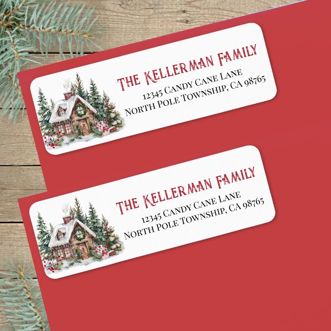 Festive Winter Christmas Return Address (Festive Winter Christmas Return Address label)