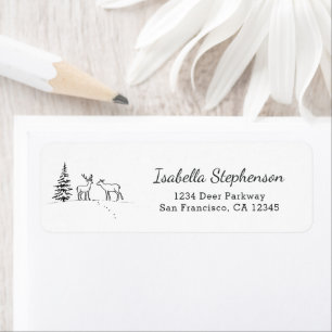 Festive Winter Deer Whimsical Return Address