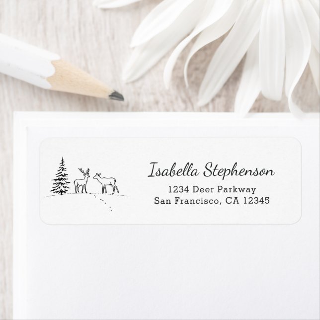 Festive Winter Deer Whimsical Return Address (Insitu)