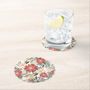 festive winter elegant christmas holiday paper coaster