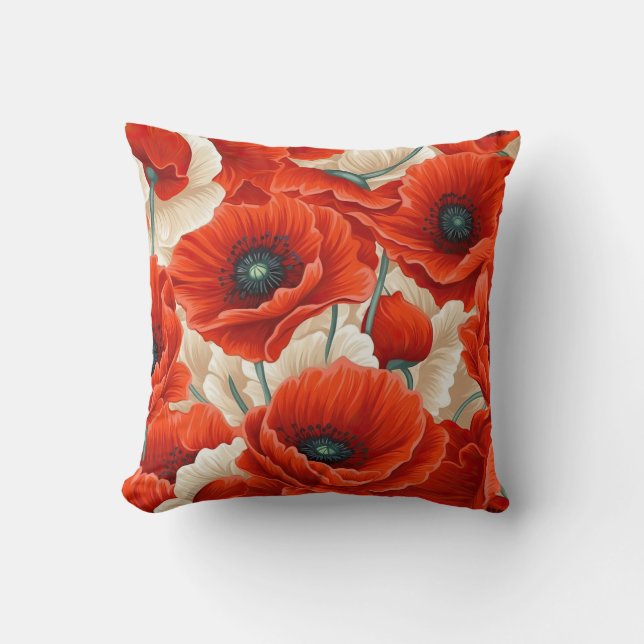 Festive Winter Flora Throw Pillow (Front)
