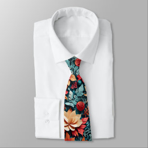 Festive Winter Floral Elegance Tie