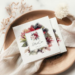 Festive Winter Florals Christmas Wedding Napkin<br><div class="desc">These elegant festive poinsettia's wedding paper napkins are perfect for a modern classy wedding reception. The rich floral design features watercolor poinsettia's in rich shades of red, burgundy, creams and ivory, holiday berries with lush greenery. Personalize the napkins with the names of the bride and groom. These napkins can be...</div>