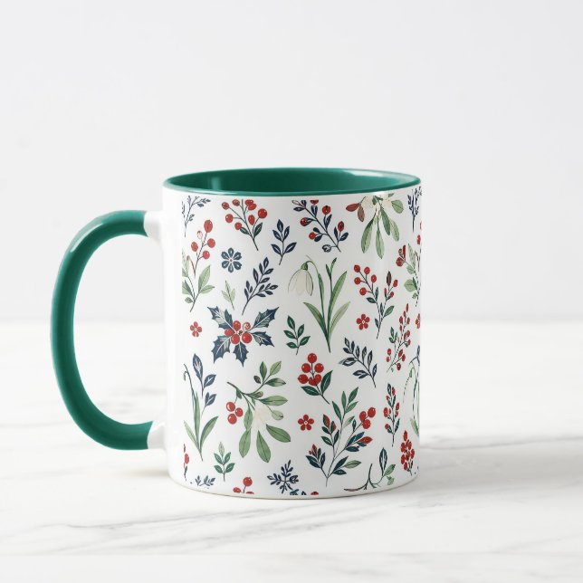 Festive winter florals mug (Left)
