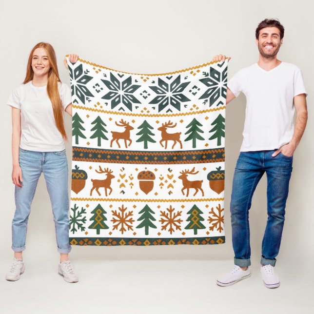 Festive Winter Forest Pattern Fleece Blanket (In Situ)
