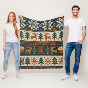Festive Winter Forest Pattern Fleece Blanket