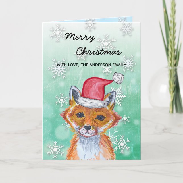 Festive Winter Fox Merry Christmas Card (Front)