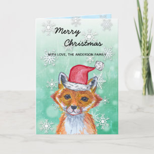 Festive Winter Fox Merry Christmas Card