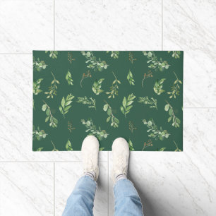 Festive Winter Greenery Botanical Green Foliage Doormat