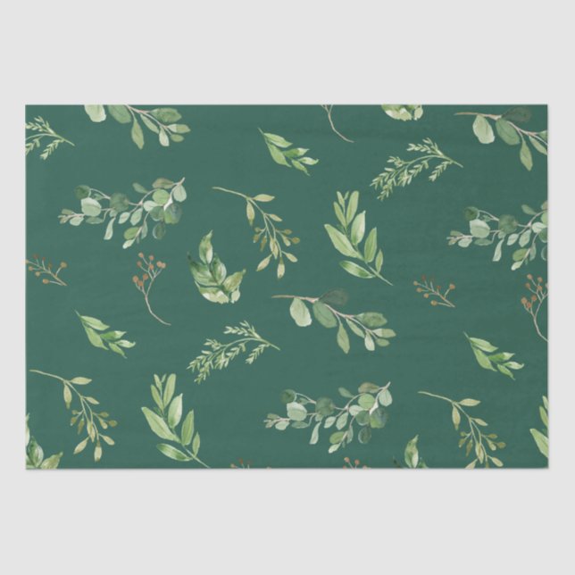 Festive Winter Greenery Botanicals Holiday  Tissue Paper (Front)