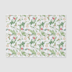 Festive Winter Holiday Botanicals Tissue Paper