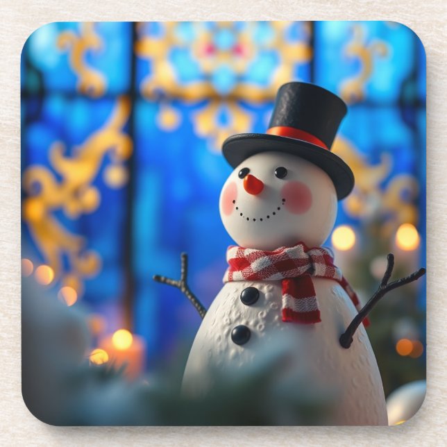 Festive Winter Holiday Drink Coaster (Front)