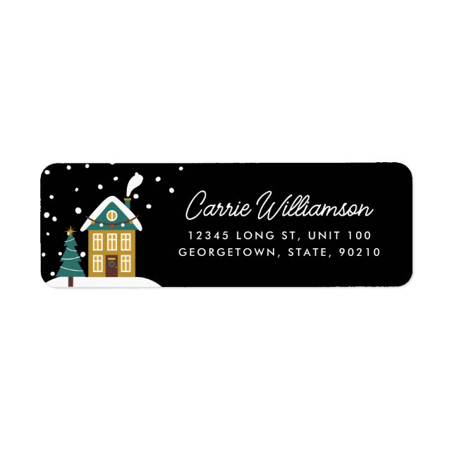 Festive Winter Holiday House Return Address label (Front)