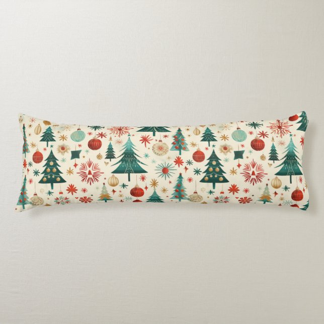 Festive Winter Holidays Pattern Body Pillow (Front)