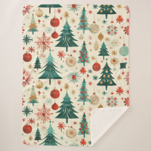 Festive Winter Holidays Pattern Sherpa Blanket