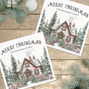 Festive Winter Merry Christmas Napkin