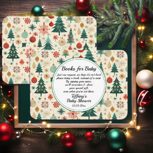Festive Winter Pattern Baby Shower Books for Baby Enclosure Card