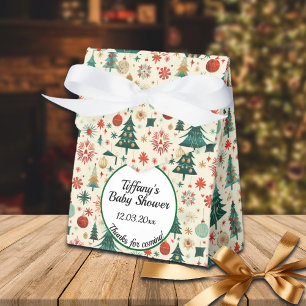 Festive Winter Pattern Baby Shower  Favor Box