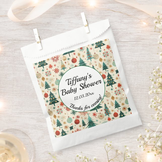 Festive Winter Pattern Baby Shower  Favour Bag (Clipped)