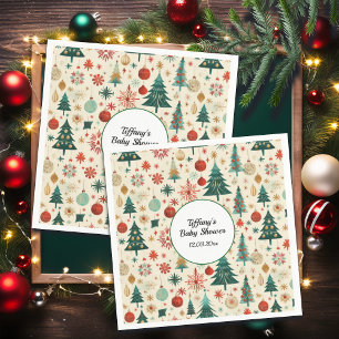 Festive Winter Pattern Baby Shower  Napkin