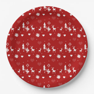 Festive winter pattern paper plate
