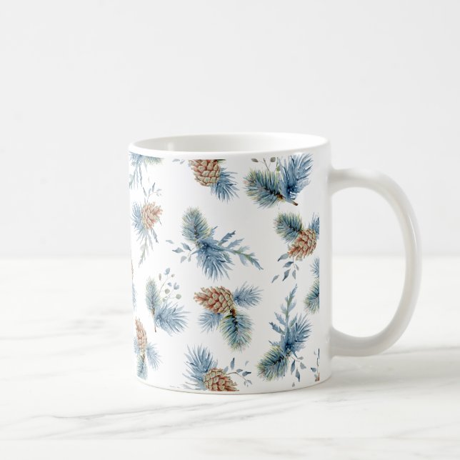 Festive Winter Pine and Evergreens Coffee Mug (Right)