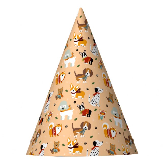 Festive Winter Puppy Scarves Party Hat (Front)