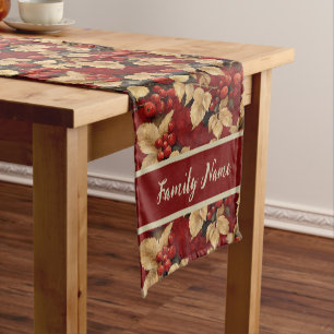 Festive Winter Red Berries  Short Table Runner