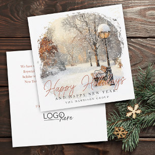 Festive Winter Scene Your Logo Business Holiday Card