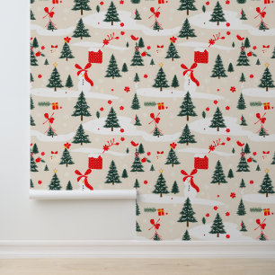 Festive Winter Wonderland Pattern Wallpaper