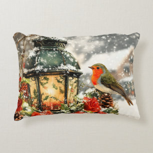 Festive Winter Wonderland Scene Accent Pillow