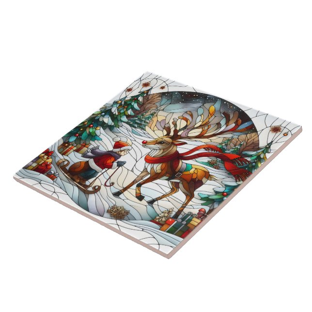 Festive winter wonderland with a joyous reindeer tile (Side)