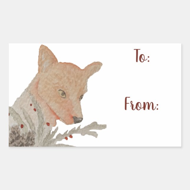 Festive Winter Woodland Fox Sticker (Front)