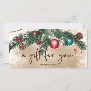 Festive winter wreath logo gold gift certificate
