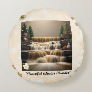 "Festive Winter's Delight" Round Pillow