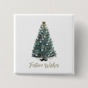 Festive Wishes. Christmas tree design 2 Inch Square Button