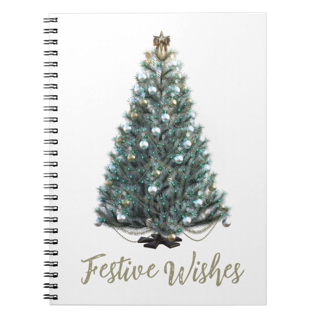 Festive Wishes. Christmas tree design Notebook (Front)