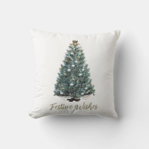 Festive Wishes. Christmas tree design Throw Pillow