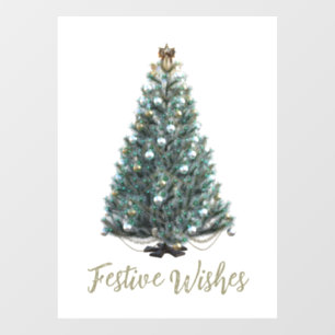 Festive Wishes. Christmas tree design Window Cling