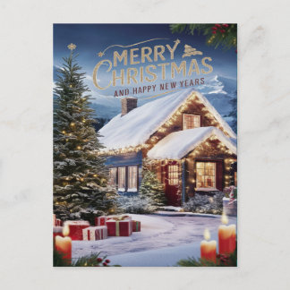 Festive Wishes in Snowy Wonderland Postcard