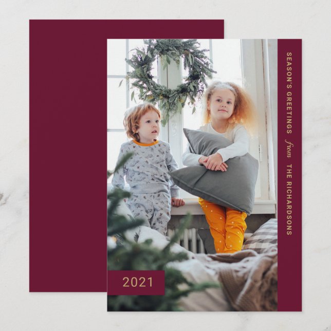 Festive Wishes | Modern One Photo Holiday Card (Front/Back)