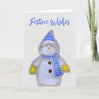 Festive Wishes. Snowman Folded Greeting Card
