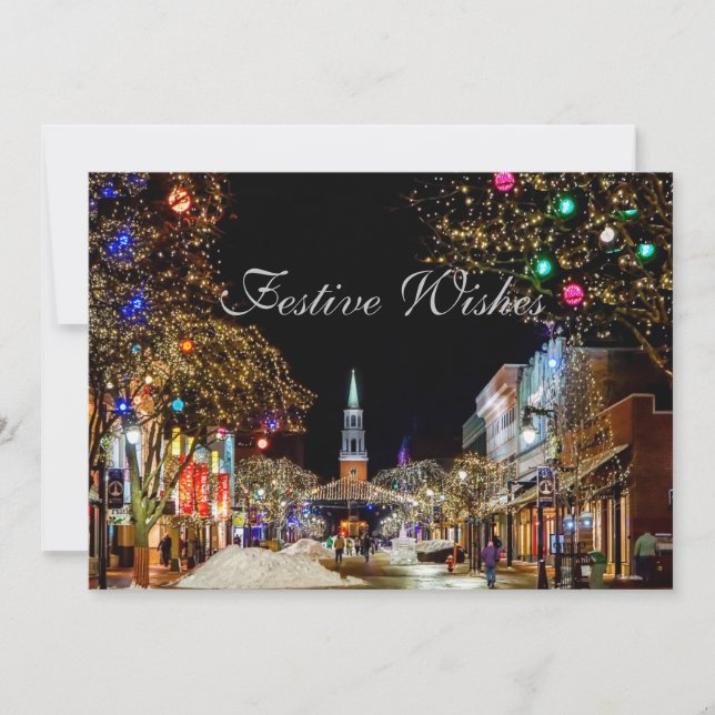 Festive Wishes Text Quote With White Text Holiday  (Front)