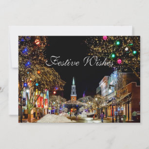 Festive Wishes Text Quote With White Text Holiday  Card