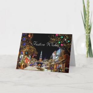 Festive Wishes Text Quote With White Text Holiday Card