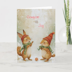 Festive Woodland Squirrels Holiday Card