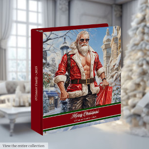 Festive Workout Santa Ring Binder Custom Name Gift