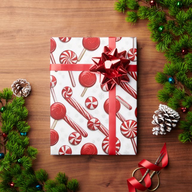 Festive Wrap Wonderland 'Candy Canes & Lollipops' Wrapping Paper (Holiday Gift)