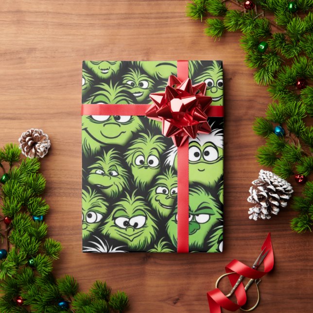 Festive Wrap Wonderland 'Green Christmas Monster' Wrapping Paper (Holiday Gift)