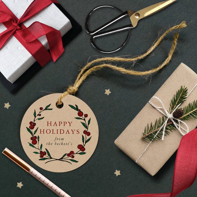 Festive Wreath Christmas Holiday Favour Tags (Creator Uploaded)